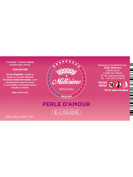 Millésime | E-liquide | Gamme Original 10ML | Perle d'amour Millésime | E-liquide | Gamme Original 10ML | Perle d'amour