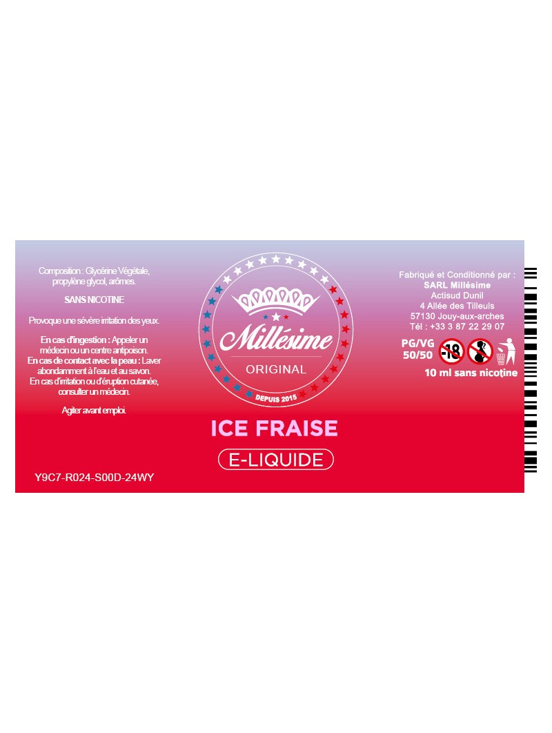 Millsime | E-liquide | Gamme Original 10ML | Ice Fraise