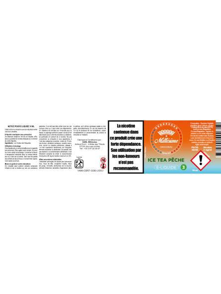 Millésime | E-liquide | Gamme Original 10ML | Ice Tea Pêche
