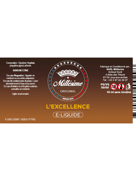 Millésime | E-liquide | Gamme Original 10ML | L'excellence