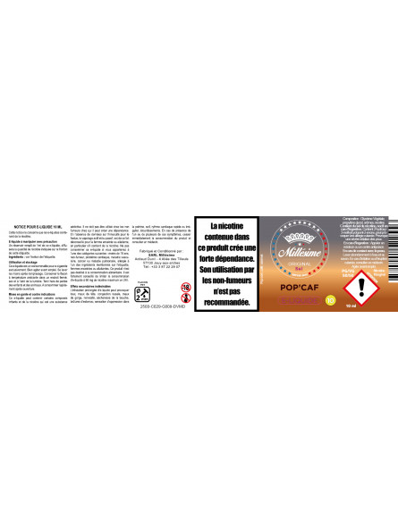 Millesime / E-Liquide Sels de nicotine / Pop Caf / Gourmand / 10ML Millesime / E-Liquide Sels de nicotine / Pop Caf / Gourmand / 10ML