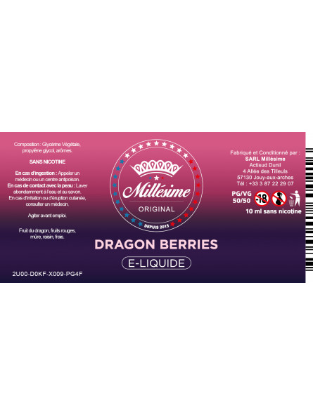 Millesime / E-Liquide / Dragon Berries / 10ML Millesime / E-Liquide / Dragon Berries / 10ML