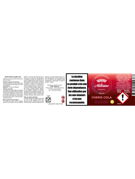 Millesime / E-Liquide Sels de nicotine / Cherie Cola / Fruité / 10ML Millesime / E-Liquide Sels de nicotine / Cherie Cola / Fruité / 10ML