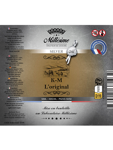 Millésime | E-liquide | Gamme Silver 50ML | K-Mel