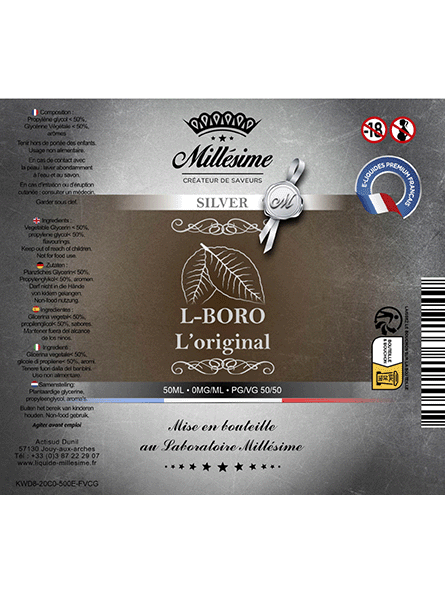 Millésime | E-liquide | Gamme Silver 50ML | L-Boro L'Original
