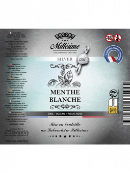 Millésime | E-liquide | Gamme Silver 50ML | Menthe Blanche