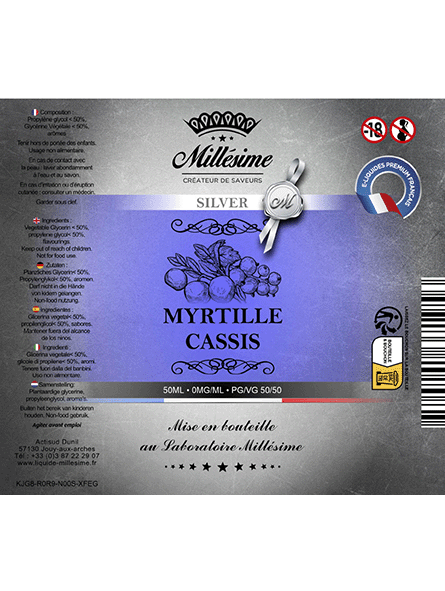 Millésime | E-liquide | Gamme Silver 50ML | Myrtille Cassis
