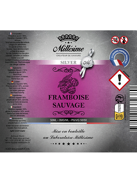 Millésime | E-liquide | Gamme Silver 50ML | Framboise Sauvage