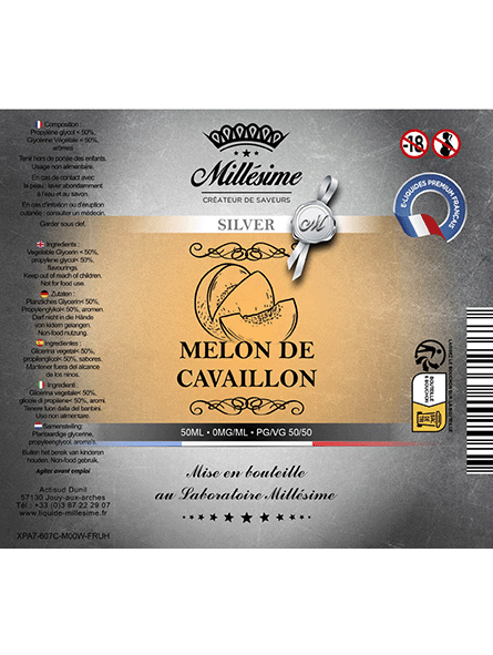 Millésime | E-liquide | Gamme Silver 50ML | Melon Cavaillon