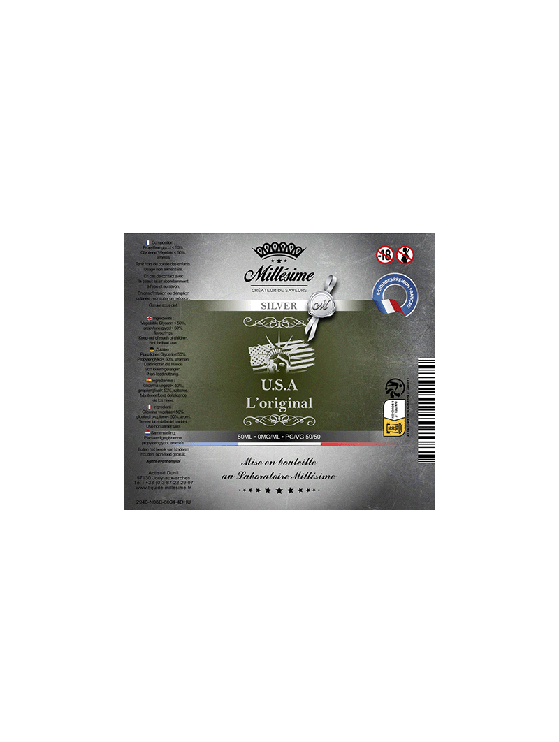 Millsime | E-liquide | Gamme Silver 50ML | USA L'ORIGINAL