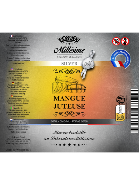Millésime | E-liquide | Gamme Silver 50ML | Mangue Juteuse