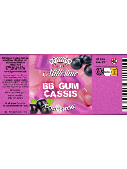 Millésime | E-liquide | Gamme Silver Concentré 10ML | BB Gum Cassis