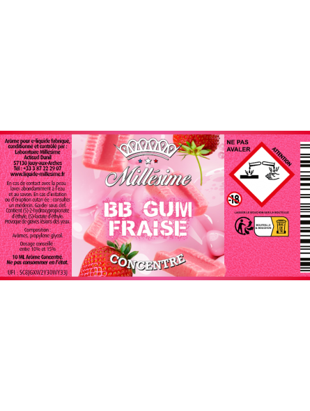 Millésime | E-liquide | Gamme Silver Concentré 10ML | BB Gum Fraise