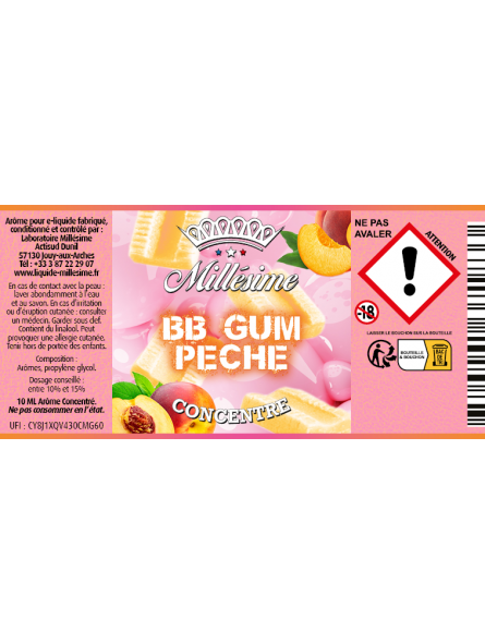 Millésime | E-liquide | Gamme Silver Concentré 10ML | BB Gum pêche