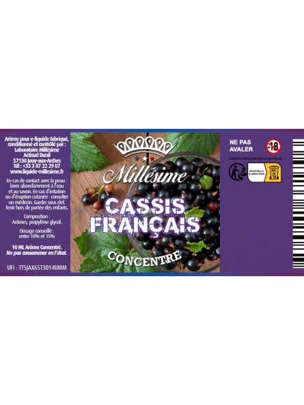 Millésime | E-liquide | Gamme Silver Concentré 10ML | Cassis Français