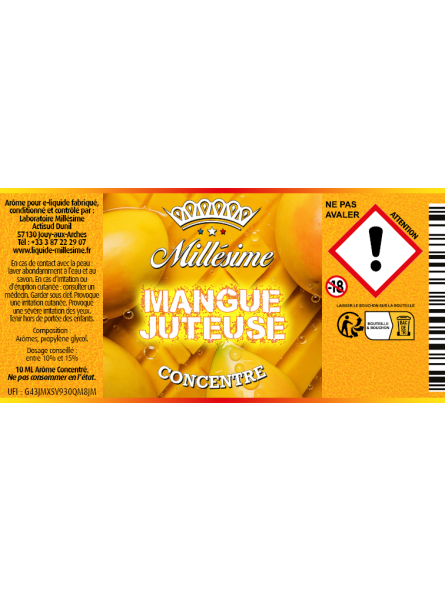 Millésime | E-liquide | Gamme Silver Concentré 10ML | Mangue Juteuse