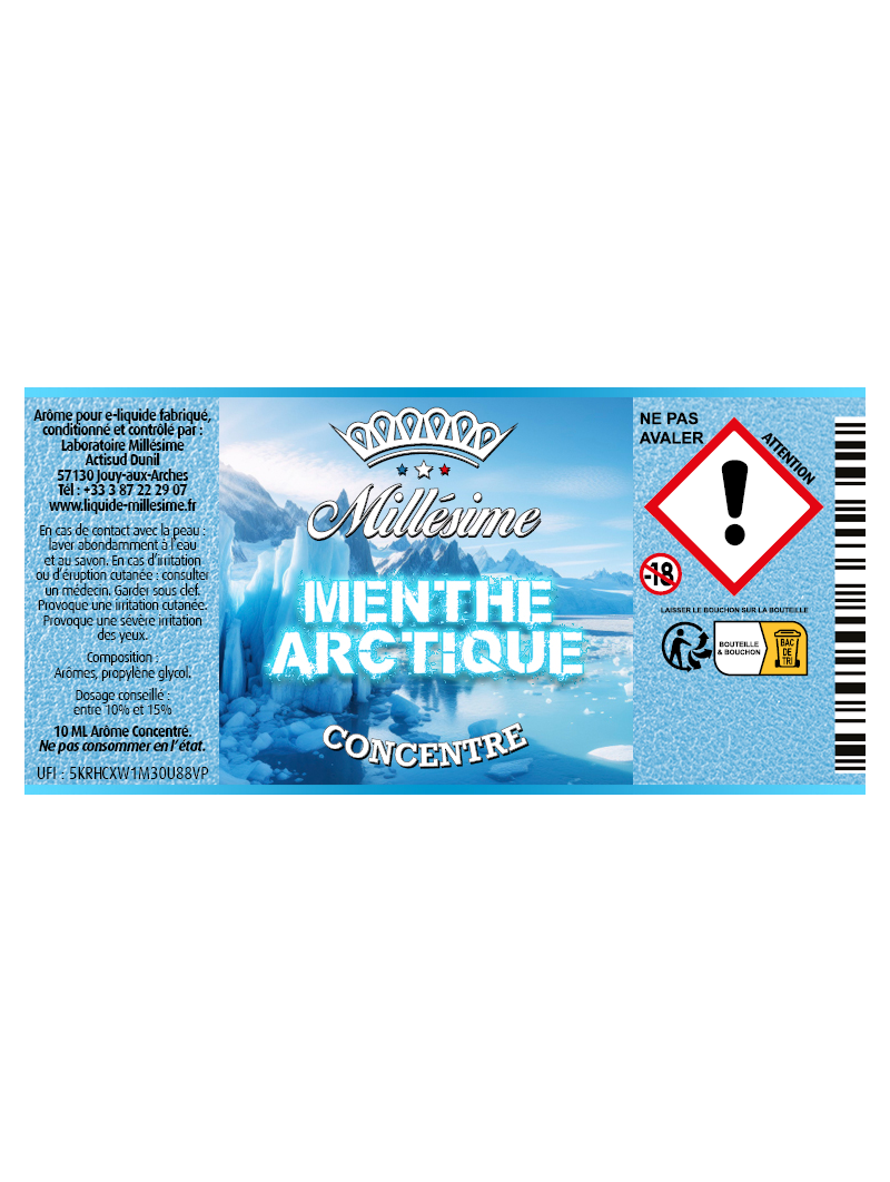 Millsime | E-liquide | Gamme Silver Concentr 10ML | Menthe Arctique
