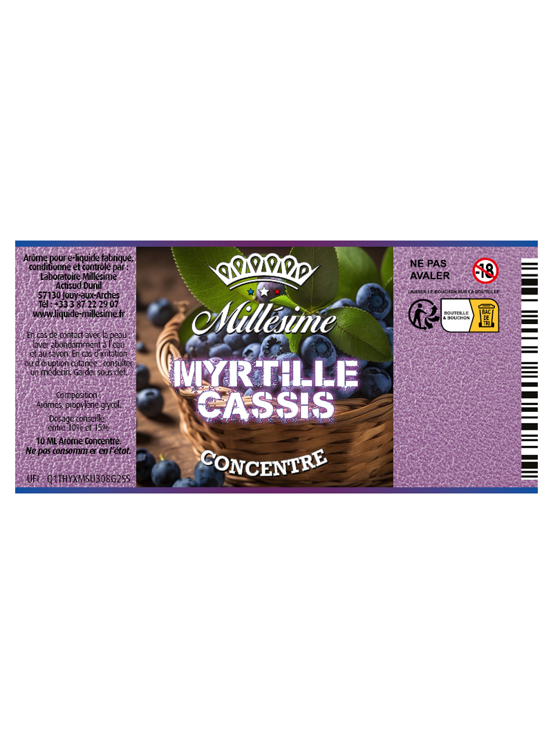 Millsime | E-liquide | Gamme Silver Concentr 10ML | Myrtille Cassis