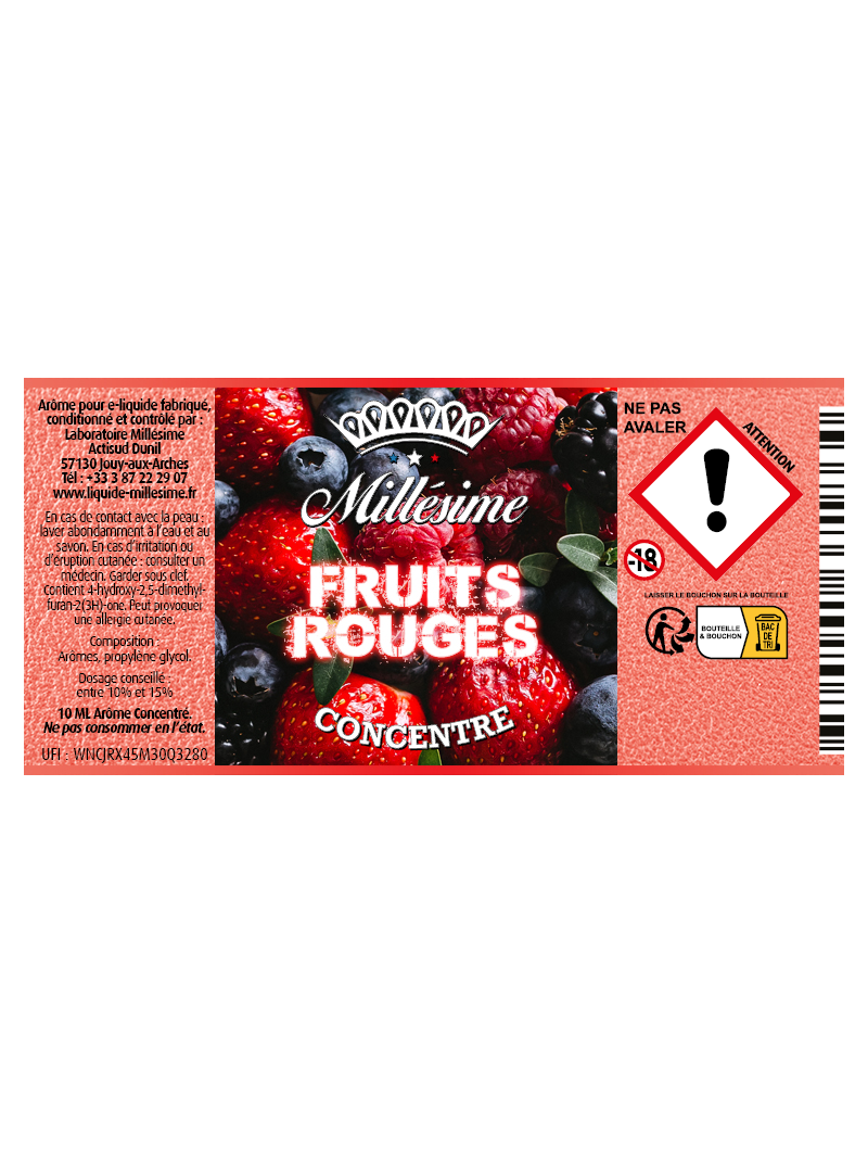 Millsime | E-liquide | Gamme Silver Concentr 10ML | Fruits Rouges