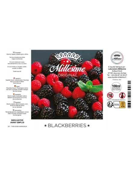 Millésime | E-liquide | Gamme Original 100ML | Liquide | Vape | Blackberries