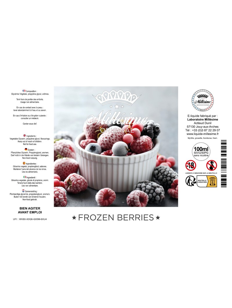 Millsime | E-liquide | Gamme Original 100ML | Liquide | Vape | Frozen  Berries