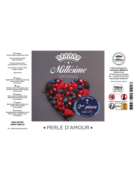 Millésime | E-liquide | Gamme Original 100ML | Perle D'amour / 100ML