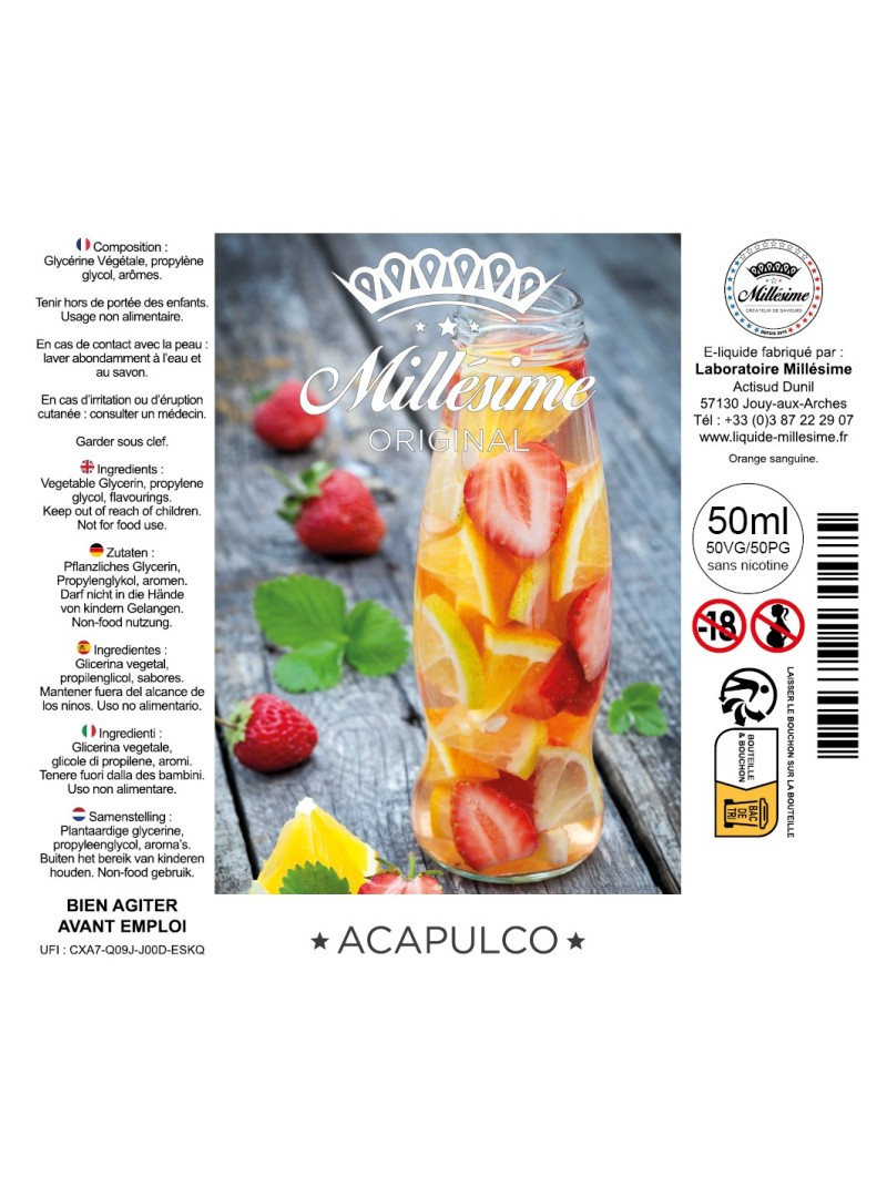 Millsime | E-liquide | Gamme Original 50ML | Acapulco / ORANGE / VAPE / VAP Millsime | E-liquide | Gamme Original 50ML | Acapulco / ORANGE / VAPE / VAP