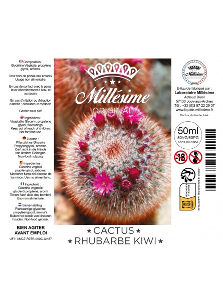 Millésime | E-liquide | Gamme Original 50ML | Cactus Rhubarbe