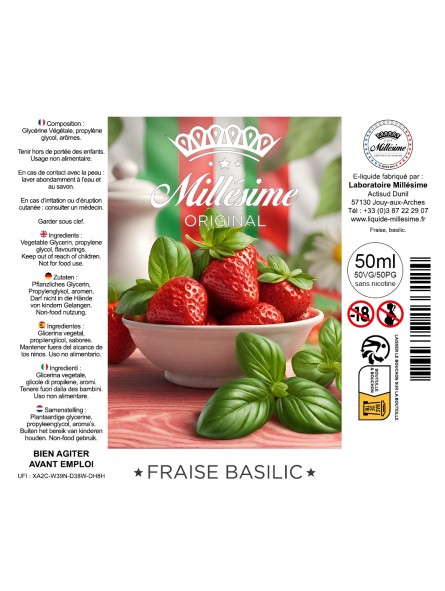 Millésime | E-liquide | Gamme Original 50ML | Fraise Basilic Millésime | E-liquide | Gamme Original 50ML | Fraise Basilic