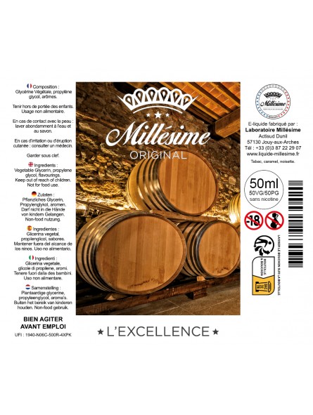 Millésime | E-liquide | Gamme Original 50ML | L'EXCELLENCE