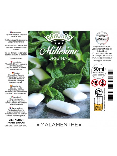 Millésime | E-liquide | Gamme Original 50ML | MALAMENTHE