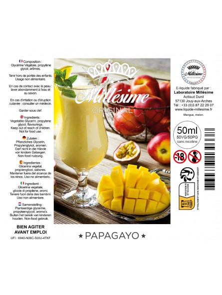 Millésime | E-liquide | Gamme Original 50ML | Papagayo / VAPE