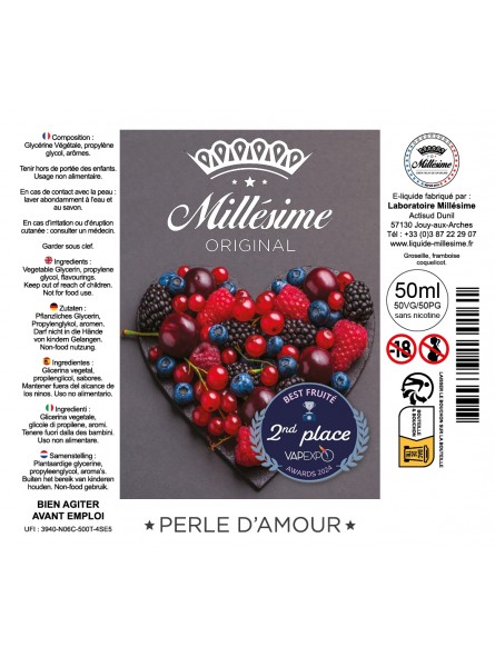 Millésime | E-liquide | Gamme Original 50ML | Perle D'amour / 50ML