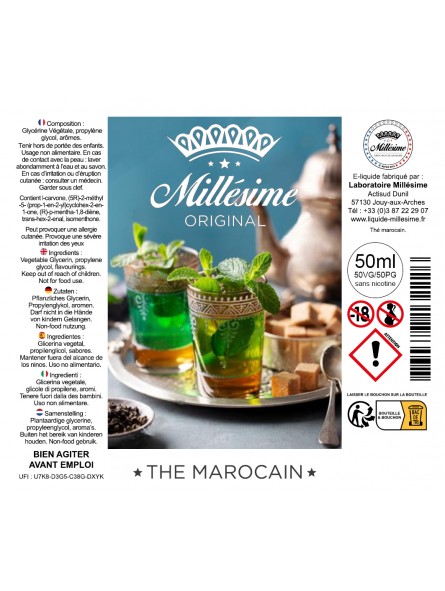 Millésime | E-liquide | Gamme Original 50ML | Thé Marocain