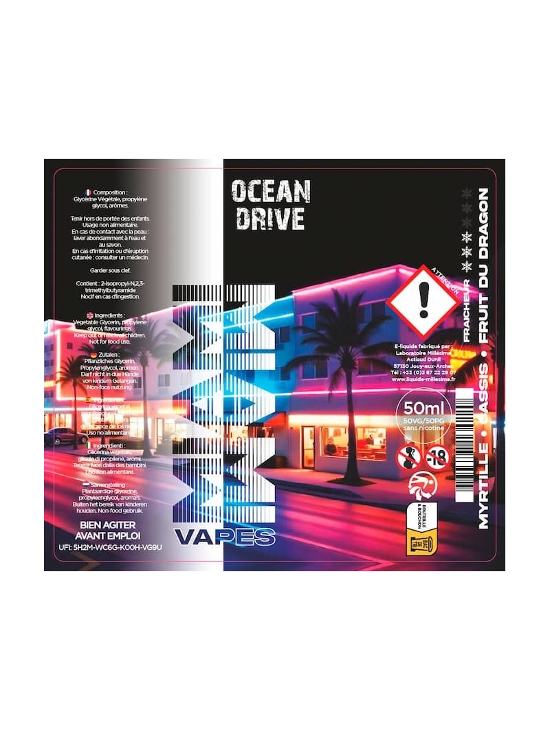 Millesime / E-Liquide / Ocean Drive / Gamme Miami Vapes / 50ML