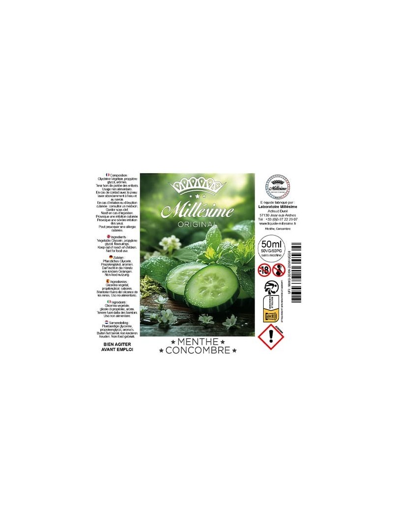 Millsime | E-liquide | Gamme Original 50ML | Menthe Concombre