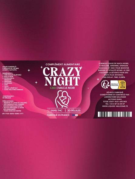 Millésime | CBD | Gélules CRAZY NIGHT Millésime | CBD | Gélules CRAZY NIGHT