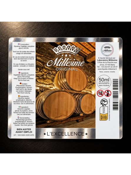 Millésime | E-liquide | Gamme Original 50ML | L'EXCELLENCE