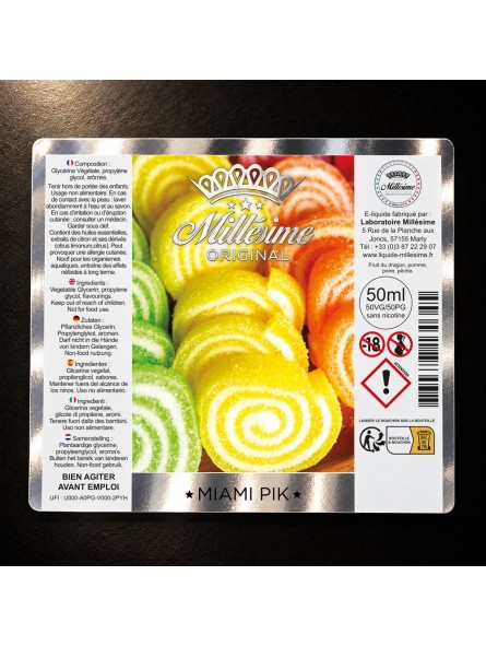 Millésime | E-liquide | Gamme Original 50ML | Miami Pik