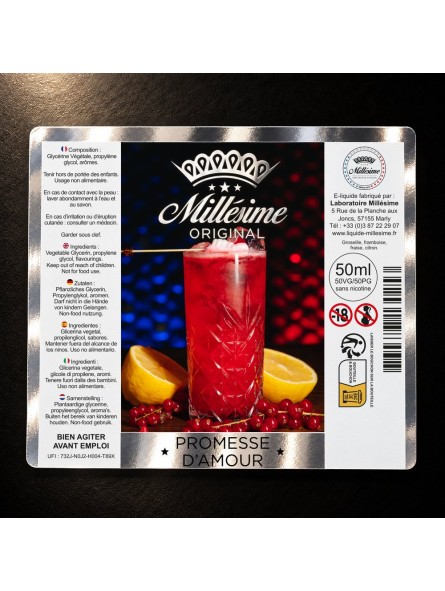 Millésime | E-liquide | Gamme Original 50ML | Promesse d'amour / 50ML