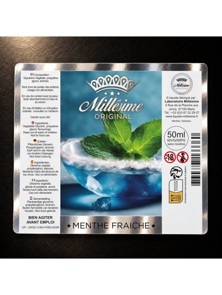 Millésime | E-liquide | Gamme Original 50ML | Menthe fraîche