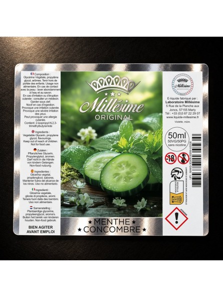 Millésime | E-liquide | Gamme Original 50ML | Menthe Concombre